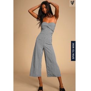 Lulu’s Black Gingham Twist Front Jumpsuit